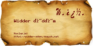Widder Ádám névjegykártya